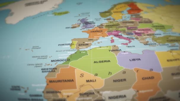 World Map Flight Achtergrond Animatie Van Een Veelkleurige Wereldkaart Reis — Stockvideo