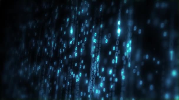 Data Binárních Kódů Počítače Padající Smyčka Animace Abstraktního Pozadí Počítačové — Stock video