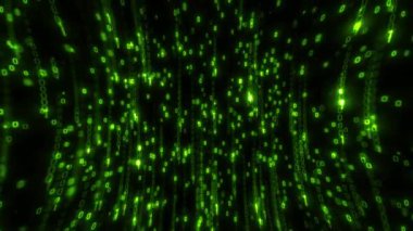 Bilgisayar İkili Kodu Veri Falling Loop / 4k animasyon soyut bir bilgisayar elektronik arka plan ikili veri kodu rakamları ve ekranda düşen sayılar ile