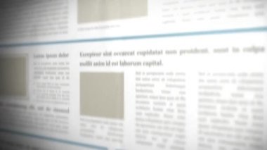 Başlıklar ve sahte metinler ve başlıklar ile bir ofset kaydırma gazete arka plan 3d Gazete Arka Plan / 4k animasyon kaydırma