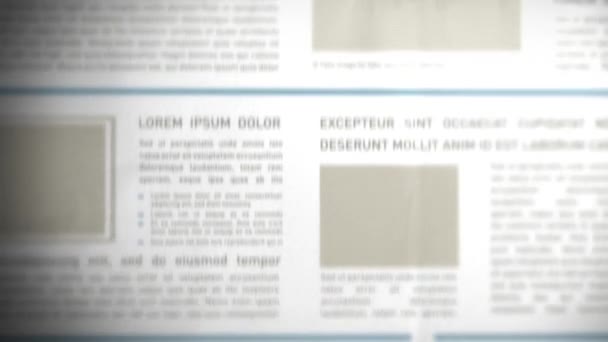 报纸背景 动画的偏移滚动报纸背景与标题和假文本和标题 — 图库视频影像