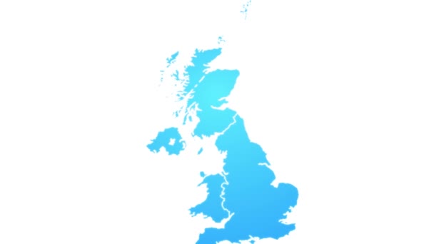 United Kingdom Map Showing Intro Regions Animated Map Intro Background — Stock Video