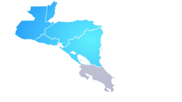 州別イントロを表示する中央アメリカの地図 4Kアニメーション中央アメリカの地図のイントロの背景は 州が一つずつ出現し フェードし カメラの動き — ストック動画
