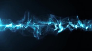 Soyut Dalga Enerji Arka Plan Loop / 4k animasyon parçacıklar ve türbülans çizgileri ile soyut fraktal ışık ipek zarif alan sorunsuz sallayarak