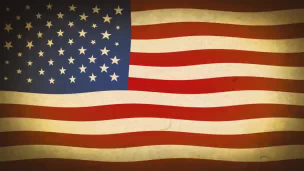 Vintage American Flag Textúrázott Háttér Loop Animáció Egy Régi Szüreti — Stock videók