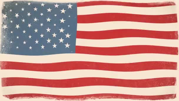 Vintage American Flag Textured Background Loop Animazione Vecchio Grunge Vintage — Video Stock