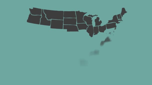 Vintage American Map Animation States Nombres Animación Fondo Mapa Americano — Vídeos de Stock