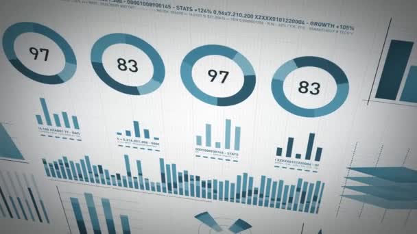 ビジネス統計 市場データとインフォグラフィックスレイアウト 4Kアニメーションのデザインビジネスと市場データ分析とレポートのセット インフォグラフィック バーの統計 チャート — ストック動画