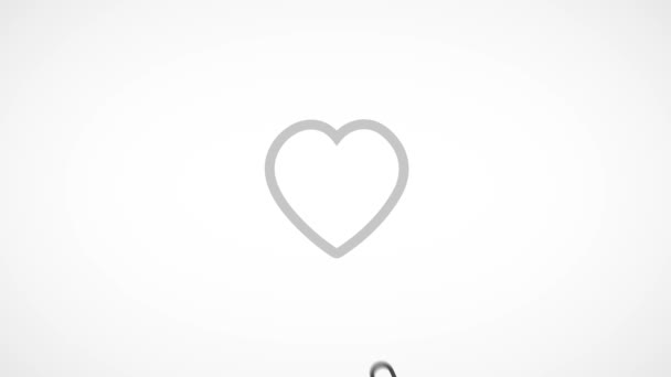 社交网络喜欢图标与飞溅Fx 4K动画的很酷的社交网络心脏图标与鼠标指针点击和数字显示 — 图库视频影像
