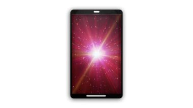 Starburst Arka Plan ile Smartphone Device / harika starburst arka plan ile bir akıllı telefon cihazı teknoloji simgesinin 4k animasyon