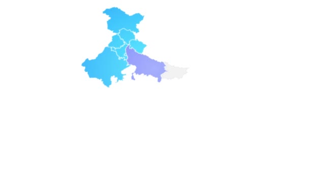 India Mapa Del País Mostrando Intro Por Regiones Mapa India — Vídeo de stock