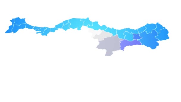 Turquía Mapa Del País Mostrando Intro Por Regiones Mapa Turco — Vídeo de stock