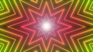 Soyut Neon Parlak Yıldız Şekil Arka Plan Loop / neon ve parlak efektler sorunsuz döngü ile soyut bir dijital yıldız şekli arka plan 4k animasyon