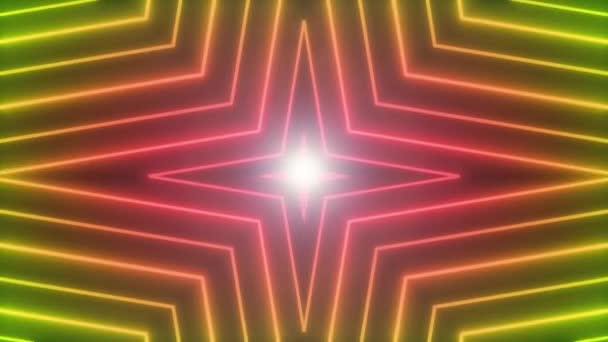 Abstract Neon Shiny Star Shape Background Loop Animação Fundo Abstrato — Vídeo de Stock