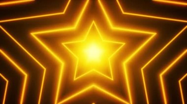 Soyut Neon Parlak Yıldız Şekil Arka Plan Loop / neon ve parlak efektler sorunsuz döngü ile soyut bir dijital yıldız şekli arka plan 4k animasyon