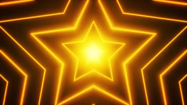 Astratto Neon Shiny Star Shape Sfondo Loop Animazione Astratto Sfondo — Video Stock