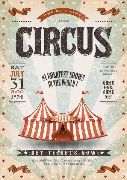 Vintage Grunge Circo Poster — Vettoriale Stock