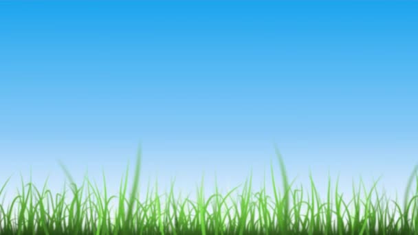 Grasblätter Auf Wunderschönem Himmelshintergrundschleife Animation Eines Loopbaren Schönen Naturhintergrundes Mit — Stockvideo