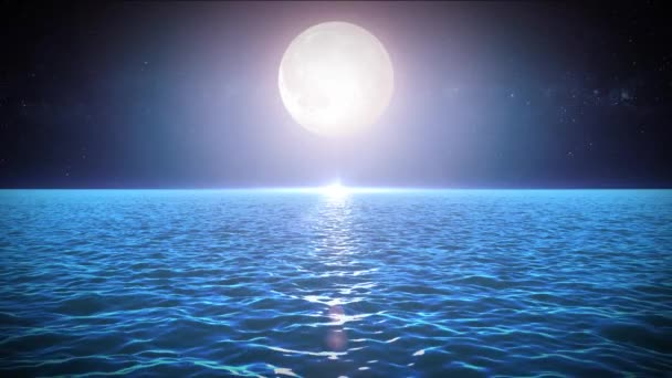 Dalam Animasi Latar Belakang Sinar Bulan Dari Lanskap Laut Malam — Stok Video