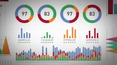 İş İstatistikleri, Piyasa Verileri Ve Bilgi Grafikleri Düzeni/ Bilgi grafikleri, çubuk istatistikler, grafikler ve diyagramlar ile bir dizi tasarım iş ve pazar veri analizi ve raporlarının 4k animasyonu