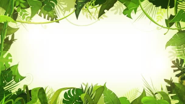 ジャングル熱帯風景アニメーション背景ループ 4Kアニメーションジャングル風景の背景 風の中で熱帯植物や木々の葉で作られた装飾品 シームレスなループ — ストック動画