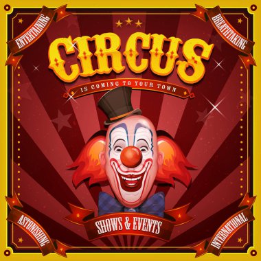 Palyaço Kafalı Vintage Sirk Afişi