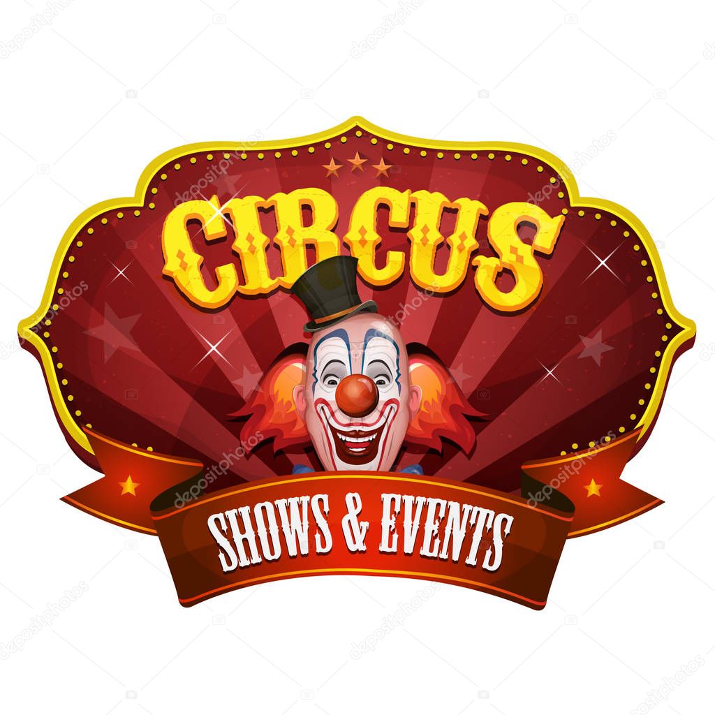 Carnival Circus Banner With Clown Head
