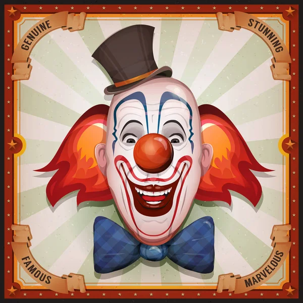 Vintage Circus Poster With Clown Head — Stock Vector