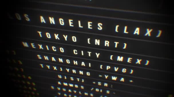 Airport Departure Board Loop Animatie Van Een Airport Departure Board — Stockvideo