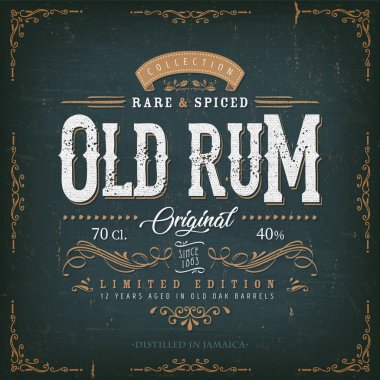Şişe için Vintage Eski Rom Etiket