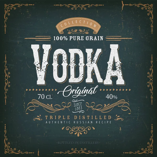 Etiqueta de Vodka vintage para garrafa — Vetor de Stock