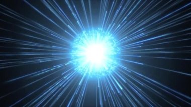 Havai fişek Yavaş Hareket Arka Plan Shining Starburst / 4k animasyon renkli soyut yavaş hareket hiperuzay parlayan starburst arka plan geriye doğru hareket, optik lens parlama ve ışık kirişleri ile