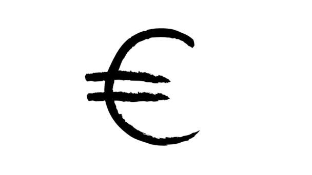 Çizilmiş Animasyon Euro Sign Loop Animasyon Bir Doodle Euro Para — Stok video