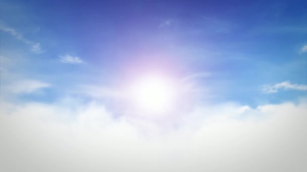 Фон голубого неба с маячащими облаками — стоковое видео