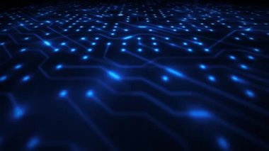 Rezistanslar, transistörler ve kümeler sorunsuz döngü dahil elektronik yonga seti devresi ile soyut bir teknoloji arka plan Hi-Tech Bilgisayar Chipset Background Loop / 4k animasyon