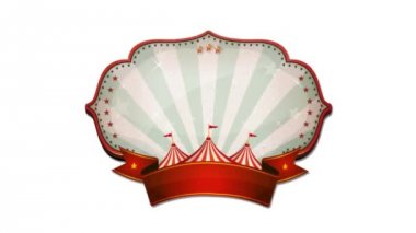4k Vintage Circus Arka Plan / Animasyon zarif bir vintage ve retro sirk arka plan dönen, çerçeve süs, güneş ışınları ve çizgili