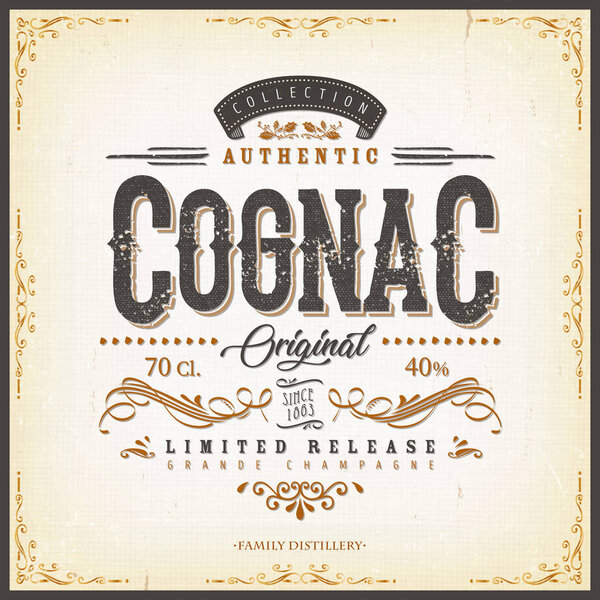 Vintage Cognac Label For Bottle