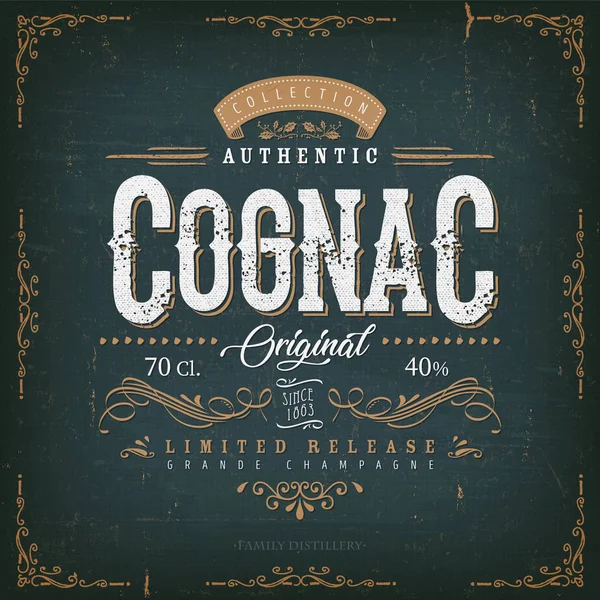 Vintage Cognac etikett för flaska — Stock vektor