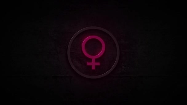Neon Male Female Logo Fondo Animación Fondo Brillante Abstracto Con — Vídeos de Stock