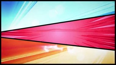 Çizgi Roman Eylem Arkaplanı Güç Fx / 4k animasyonuyla sayfa düzeni gibi yarım ton noktalar ve dinamik aksiyon hızı güneş ışınları efektleri ile güçlü bir çizgi romanın canlandırması