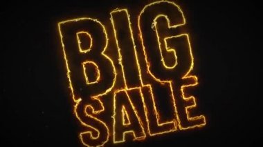 4k Satış Özel Teklif Yanan Metin Reveal / 4k animasyonu Yanan harfler, ısı dalgası fx ve füzyon kıvılcımları içeren büyük bir tasarım teklifi