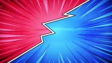 Çizgi Roman Eylem Arkaplanı Güç Fx / 4k animasyonuyla sayfa düzeni gibi yarım ton noktalar ve dinamik aksiyon hızı güneş ışınları efektleri ile güçlü bir çizgi romanın canlandırması