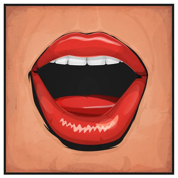 Comic Books Girl Mouth With Red Lipsticks — Stock Vector