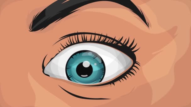 Comic Books Woman Eyes Looking Surprise Fantastisk Animation Tecknade Serietidningar — Stockvideo