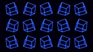 3d Geometri Kutusu Mozaiği Parlayan Vuruşlar Dönen / 4k animasyonu ile özetlenmiş geometrik şekillerle özetlenmiş asgari arkaplan