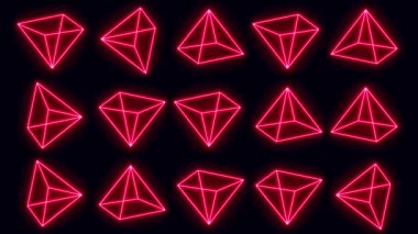 3d Geometri Kutusu Mozaiği Parlayan Vuruşlar Dönen / 4k animasyonu ile özetlenmiş geometrik şekillerle özetlenmiş asgari arkaplan
