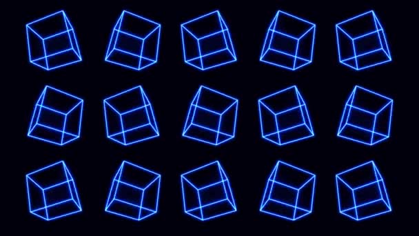 Geometrie Box Mozaika Žhnoucími Tahy Spinning Animace Abstraktního Minimálního Pozadí — Stock video