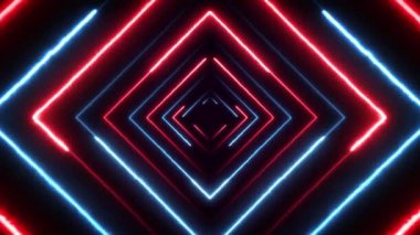 Soyut Dijital Arkaplan Neon Polygon / 4k animasyonu Soyut dijital cg arkaplan ve neon ışıklı çokgenler yavaş çekimde dikişsiz döngü