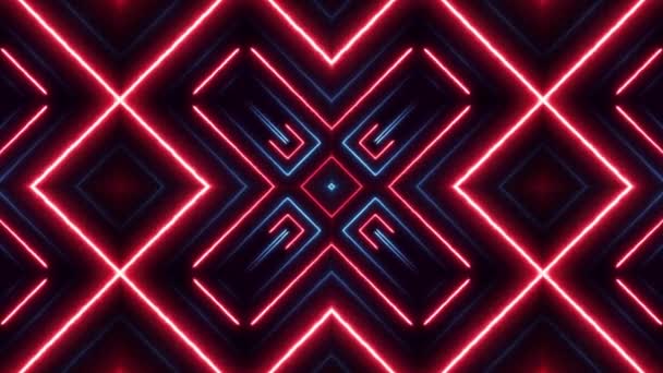 Abstract Digital Kaleidoscopic Background Neon Polygon Animation Abstract Digital Kaleidoscope — Stock Video