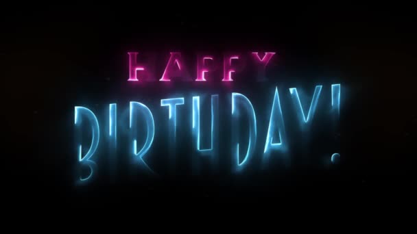 快乐生日贺信明信片动画 4K动画背景的快乐生日背景与粉色和蓝色优雅的照明文字透露 — 图库视频影像